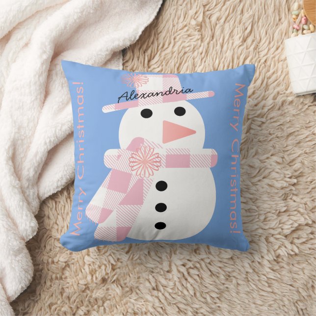 Cojín Decorativo Snowman Personaliza Feliz Navidad (Manta)