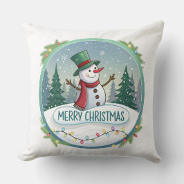 Cojín Decorativo Snowman’s Joyful Christmas Welcome