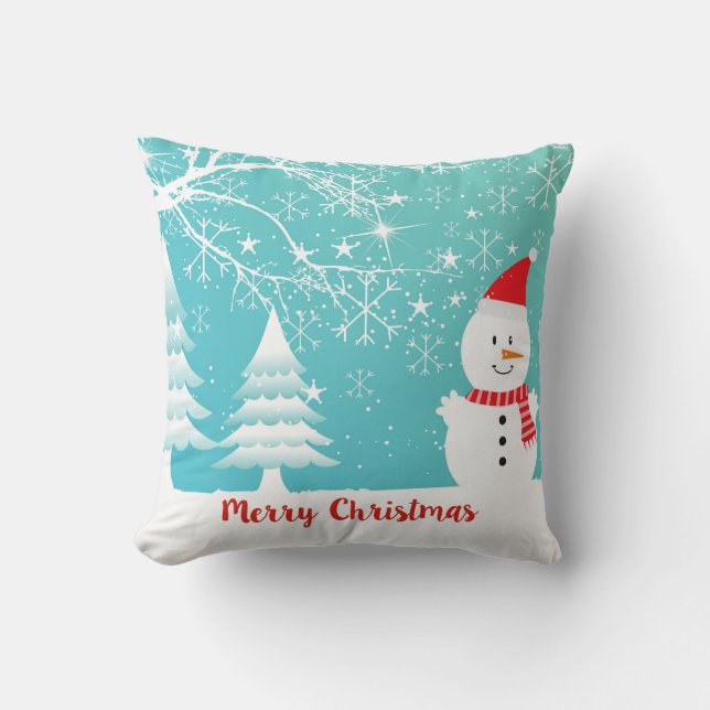 Cojín Decorativo Snowman Treys Y Snowflakes (Anverso)