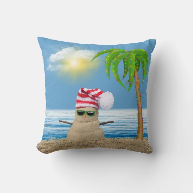 Cojín Decorativo Snowman tropical con palmera (Anverso)
