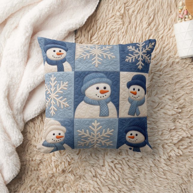 Cojín Decorativo Snowmen and Snowflakes Quilt Pattern (Manta)