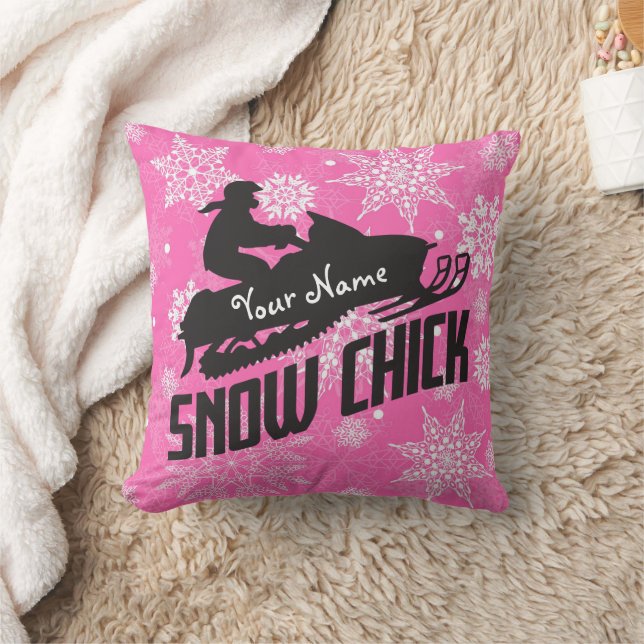 Cojín Decorativo Snowmobile Chick Snow Pink Snowflake (Manta)