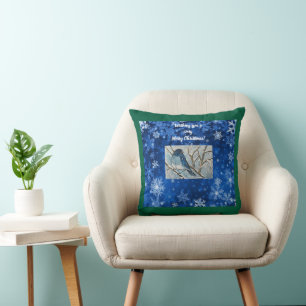 Cojín Decorativo Snowy Bluebird Notecard