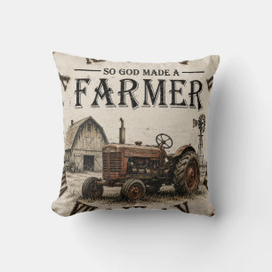 Cojín Decorativo So God Made a Farmer Rustic Vintage Tractor