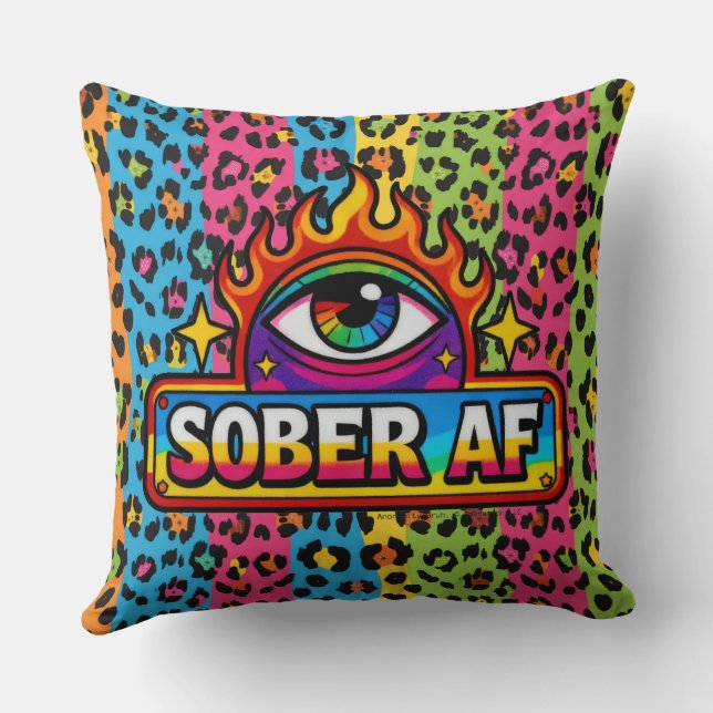 Cojín Decorativo Sober AF - Estampado de leopardo arcoíris -  (Reverso )