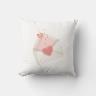 Cojín Decorativo Sobre de carta de amor de acuarela para San Valent