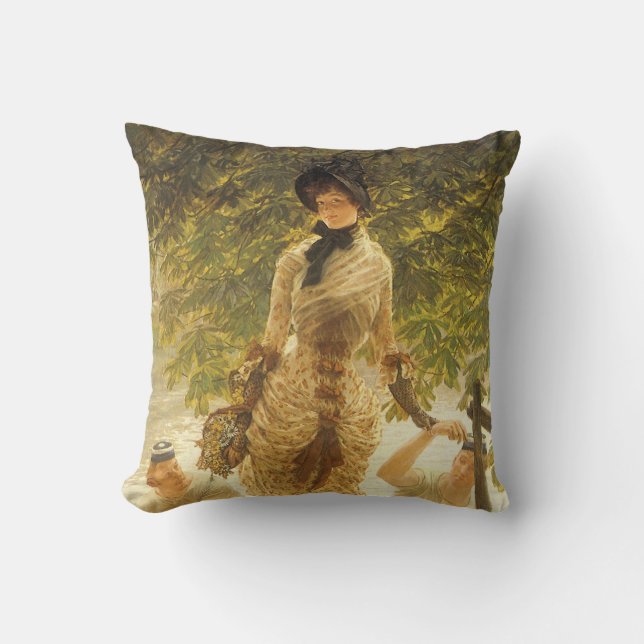 Cojín Decorativo Sobre el Támesis de James Tissot, el realismo vint (Anverso)
