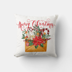 Cojín Decorativo sobre floral de Feliz Navidad