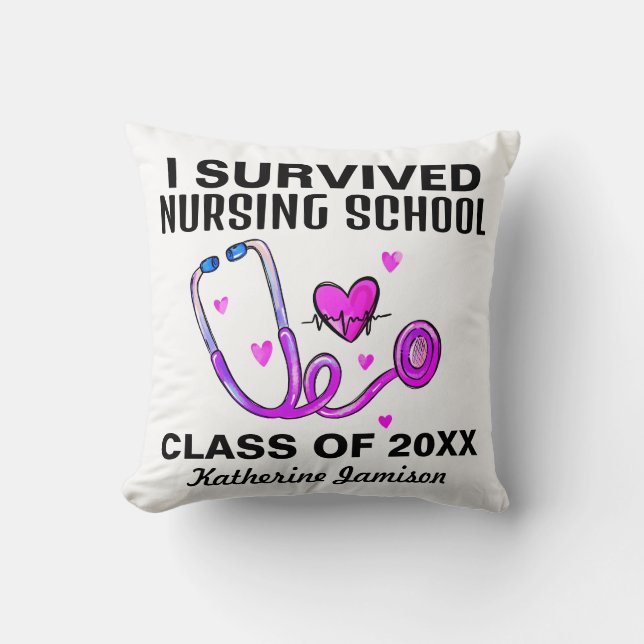 Cojín Decorativo Sobreviví a la escuela de Enfermería (Anverso)