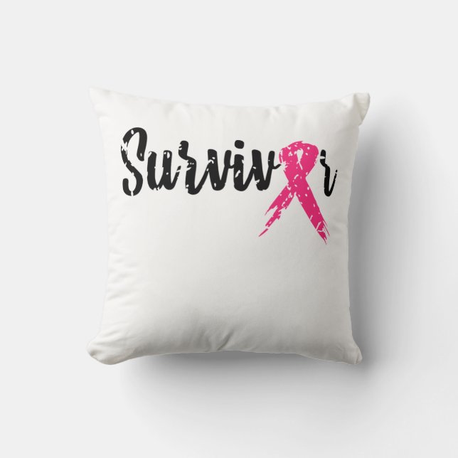 Cojín Decorativo Sobreviviente Conciencia sobre el Cáncer de Mama (Anverso)