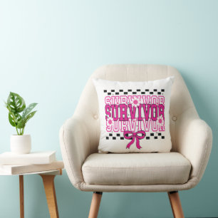 Cojín Decorativo Sobreviviente de cáncer de mama Rosa