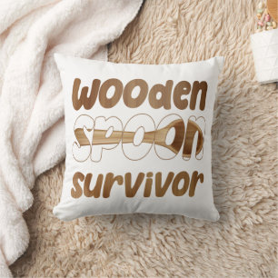Cojín Decorativo Sobreviviente de cuchara de madera divertida expre