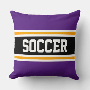 Cojín Decorativo SOCCER Royal Purple Yellow Black Athletic Stripes