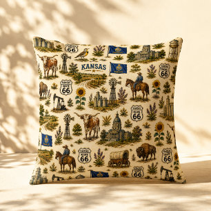 Cojín Decorativo Sofá Prairie de la Ruta 66 de Kansas