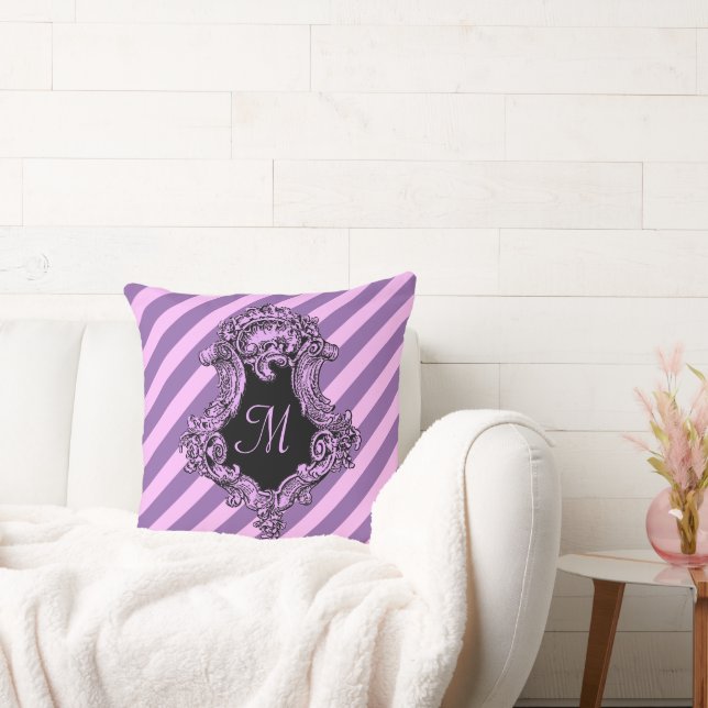 Cojín Decorativo Sofisticada banda rosa monogramada (Sofá)