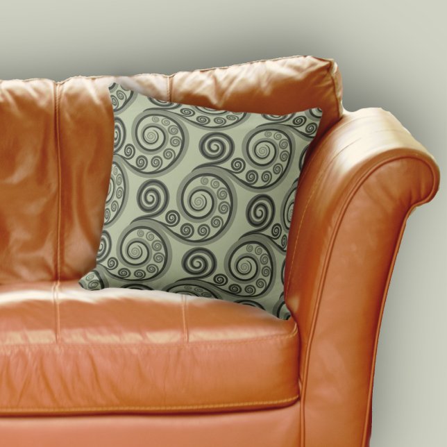 Cojín Decorativo Sofisticado Gris Botánico Fern Frond Curl (Sophisticated Grey Botanical Fern Frond Curl Throw Pillow, Living Room)