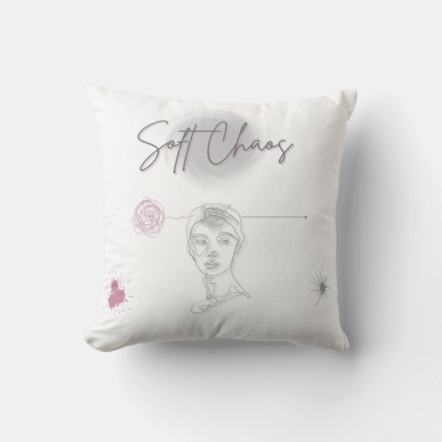 Cojín Decorativo Soft Chaos - Artistic Line Face Pillow  (Anverso)