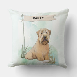Cojín Decorativo Soft Coated Wheaten Terrier Watercolor Personalize