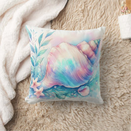 Cojín Decorativo Soft Iridescent Pastel Hues Conch Seashell