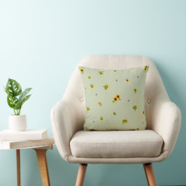 Cojín Decorativo Soft Olive Japanese Sunflower Floral Pattern クッション