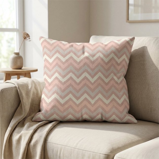 Cojín Decorativo Soft Pastel Chevron Zigzag Pattern (Soft Pastel Chevron Zigzag Pattern Throw Pillow 16"x16")