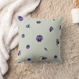 Cojín Decorativo Soft Sage Purple Japanese Pansy Floral Pattern