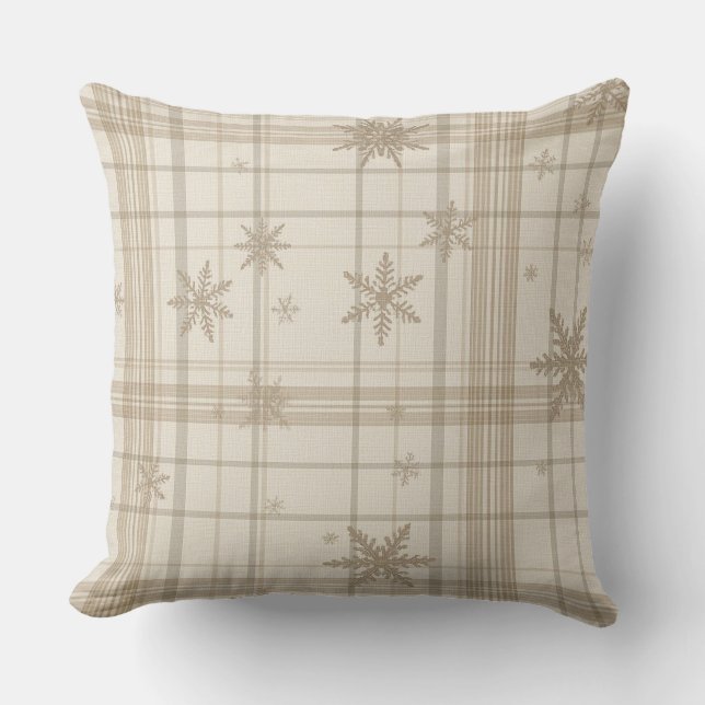 Cojín Decorativo Soft Snowflake Gingham Plaid Throw Pillow (Anverso)