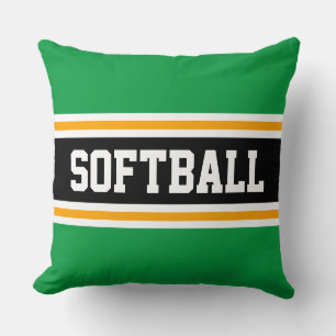 Cojín Decorativo SOFTBALL Verde brillante Naranja Negro Blanco Raya