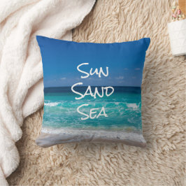 Cojín Decorativo Sol Arena Mar Playa Tropical Agua Turquesa