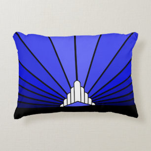 Cojín Decorativo Sol Art Decó en azul