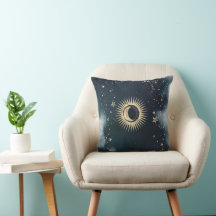 Sol de oro celeste, luna, cielo nocturno de estrel