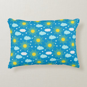 Cojín Decorativo Sol Feliz, Nubes y Estrellas