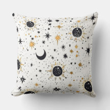 Sol Luna y Estrellas Celestiales Negro y Dorado