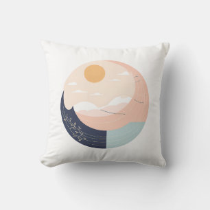 Cojín Decorativo Sol minimalista y Luna Boho Mug - Línea celeste
