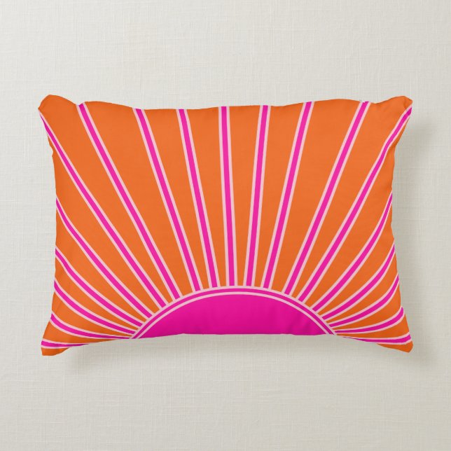 Cojín Decorativo Sol Sunrise Naranja Y Sol Pink Preppy (Anverso)