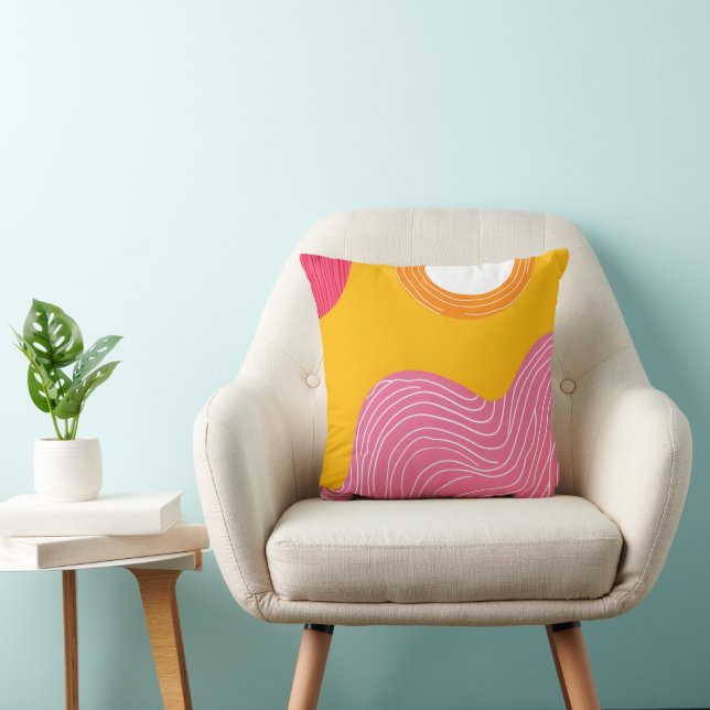 Cojín Decorativo Sol y Olas Abstractos Modernos Vibrantes (Silla)