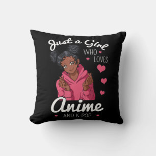 Cojín Decorativo Solamente un Chica que ama a Anime y KPop los afro