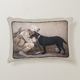 Cojín Decorativo Soldado con perro militar te amo Buddy
