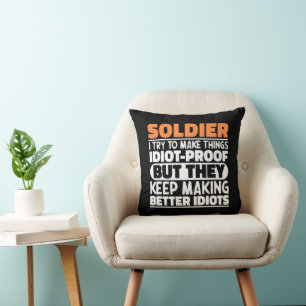 Cojín Decorativo Soldado Intento Hacer Las Cosas Divertidas Más Div
