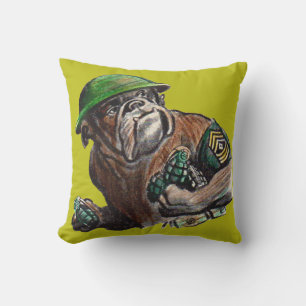 Cojín Decorativo Soldado perro bulldog de la Segunda Guerra Mundial