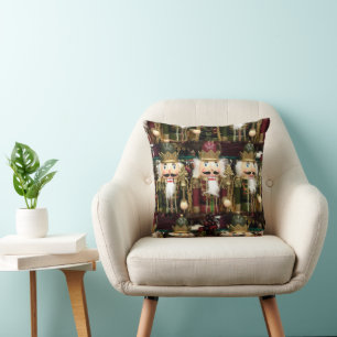 Cojín Decorativo Soldados Cascanueces Dorados Navidad