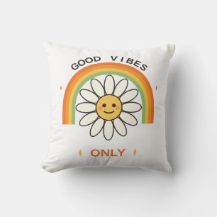 Cojín Decorativo Sólo Buenas Vibraciones Cute Retro 70s Flor de Mar