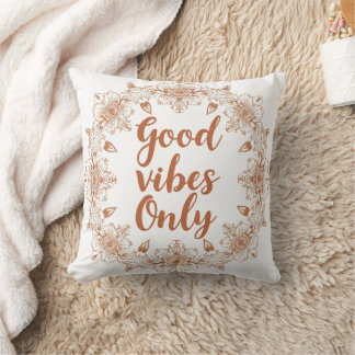 Cojín Decorativo Sólo Buenos Vibraciones Boho Floral Mandala Terrac