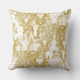 Cojín Decorativo solo buey clásico dorado blanco