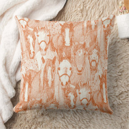 Cojín Decorativo solo caballos naranja mitad perla