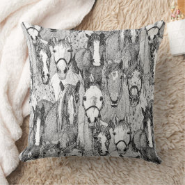 Cojín Decorativo solo caballos negro blanco