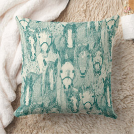 Cojín Decorativo solo caballos perla viridian