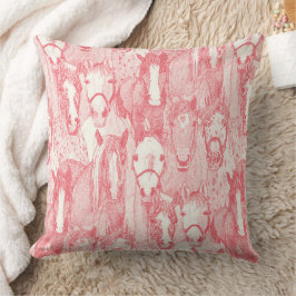 Cojín Decorativo solo caballos rosa pálido media perla