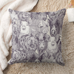 Cojín Decorativo solo cerdos moras fuerte blanco
