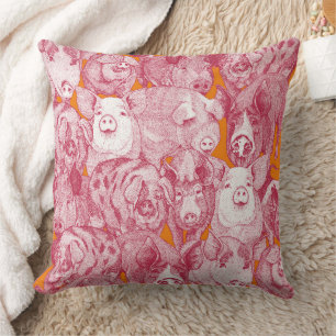 Cojín Decorativo solo cerdos viva magenta satsuma